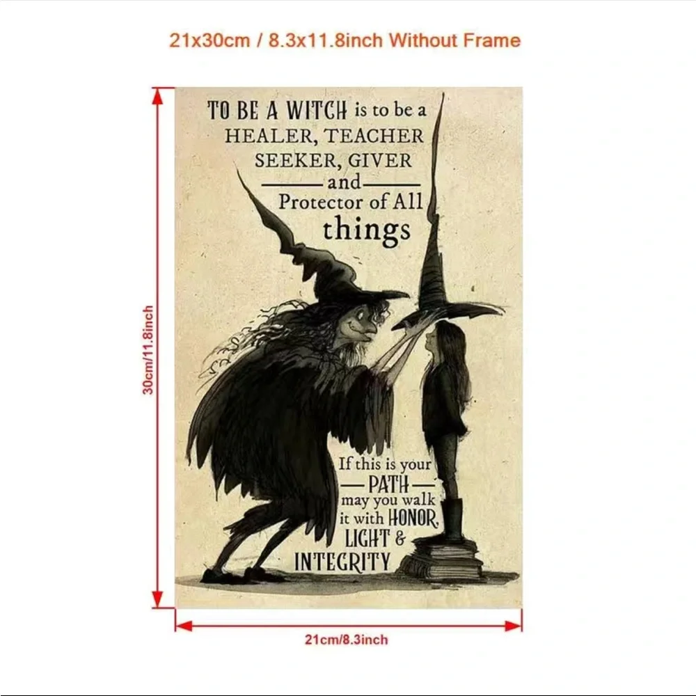 To Be a Witch: Canvas Print Wall Art Print! (No Frame)‎ 8.3”x11.8” inch 21x30cm